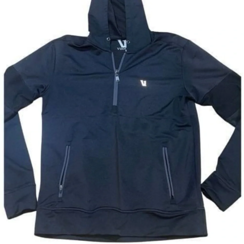 Vuori Zion Men’s 1/2-Zip Pullover Hoodie Black Activewear Sweatshirt Size Small